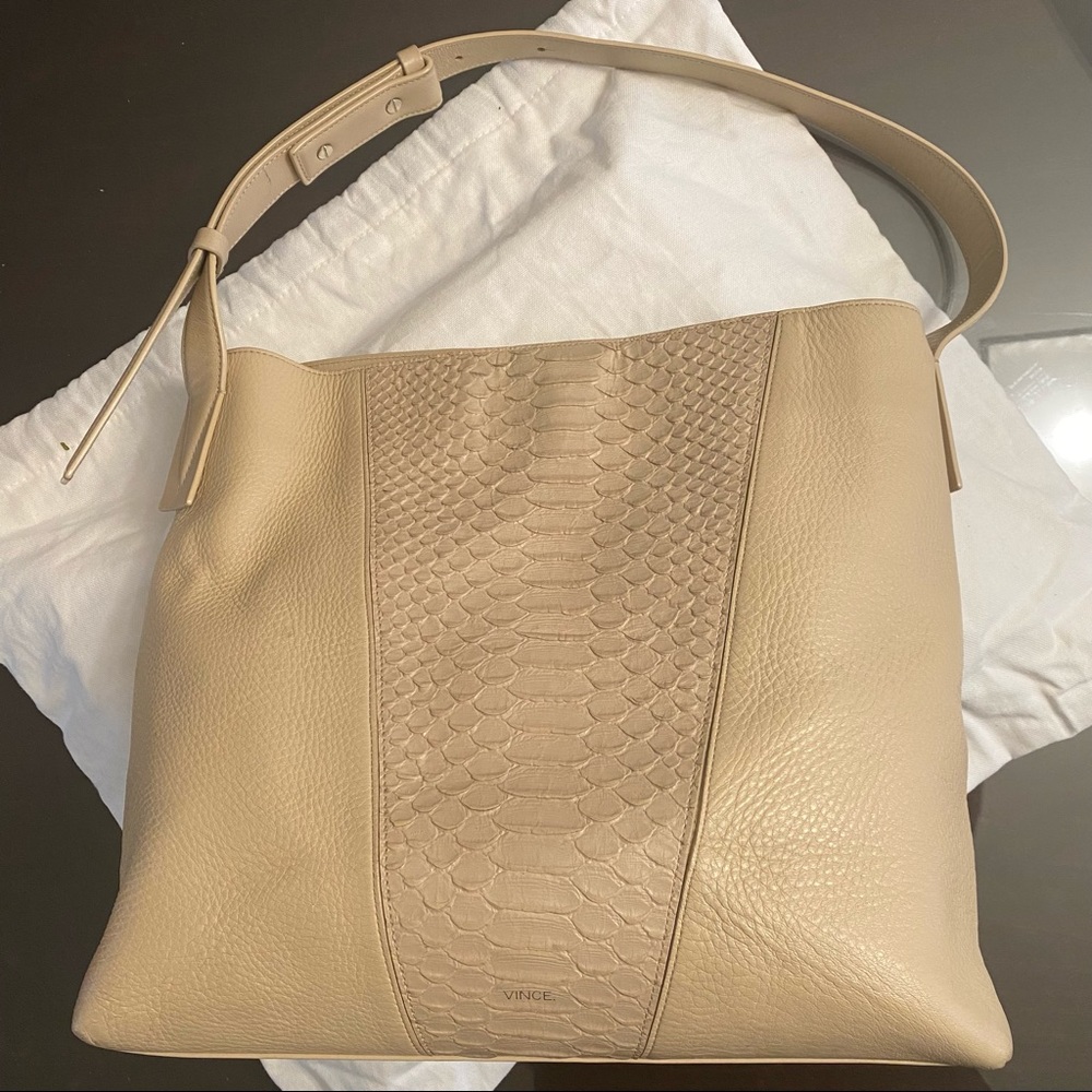 VINCE Python Stamped Cow Leather Shoulder Bag